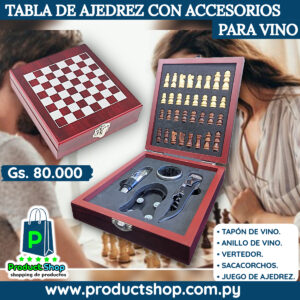 Juego de Tablero de Ajedrez de madera con Accesorios Para Vino