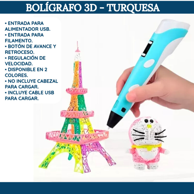 Boligrafo 3D Turquesa - Imagen 2