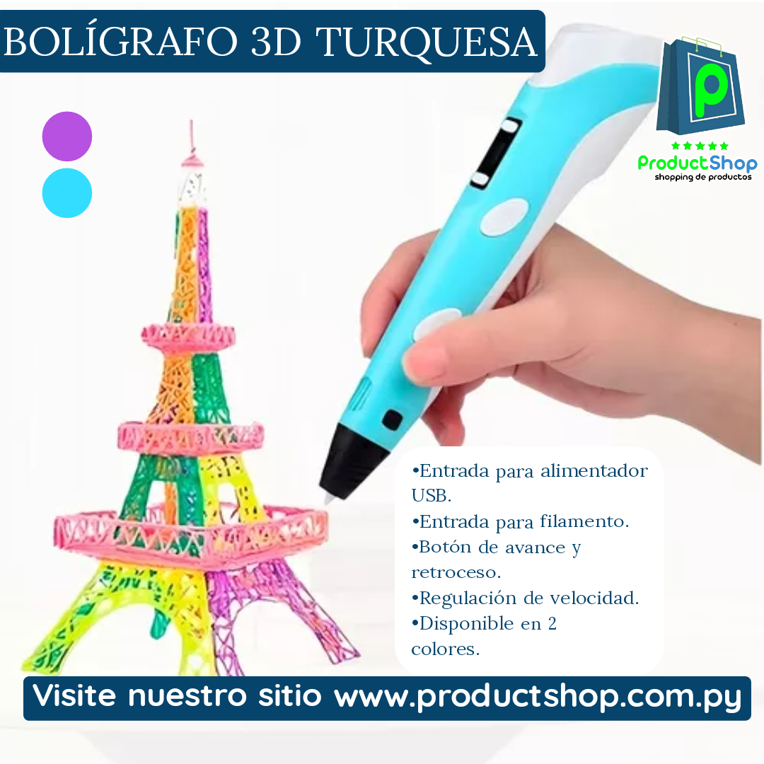 Boligrafo 3D Celeste - ProductShop