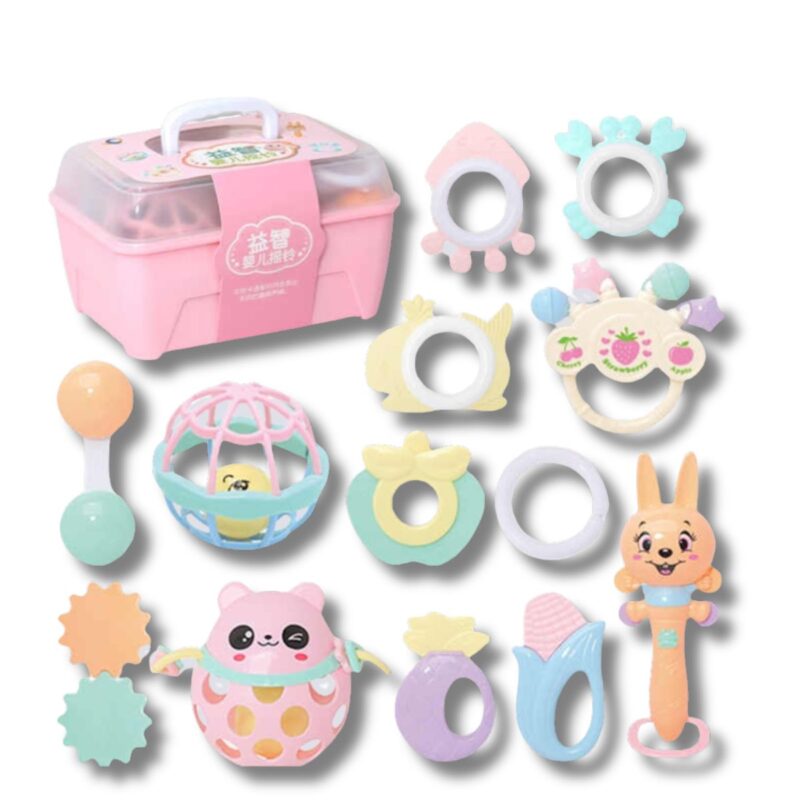 Caja de Sonajero para Bebé 13pcs Rosa