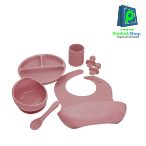 Kit de Accesorios 7pcs para comer, de Silicona, para Bebé, Rosa