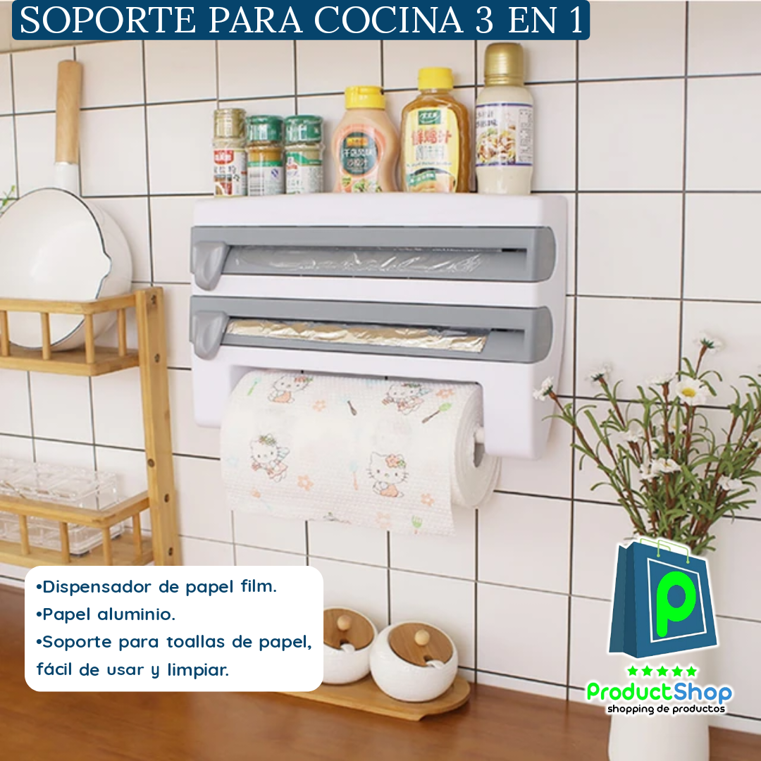 PORTA ROLLO DE COCINA METALICO ADHESIVO - Rel Store