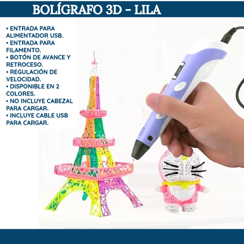 Boligrafo 3D Lila - Imagen 2