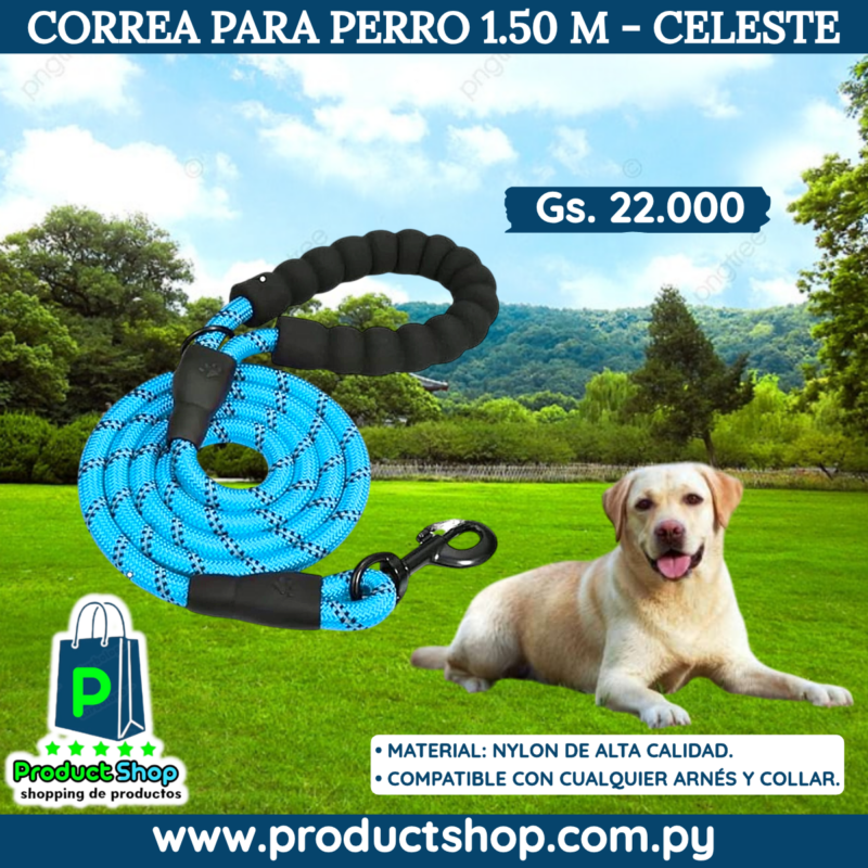 Correa Para Perros 1,5 metros Celeste