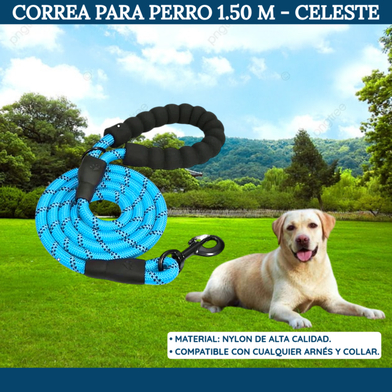 Correa Para Perros 1,5 metros Celeste - Imagen 2