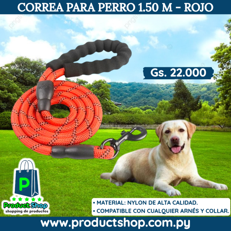 Correa Para Perros 1,5 metros Rojo