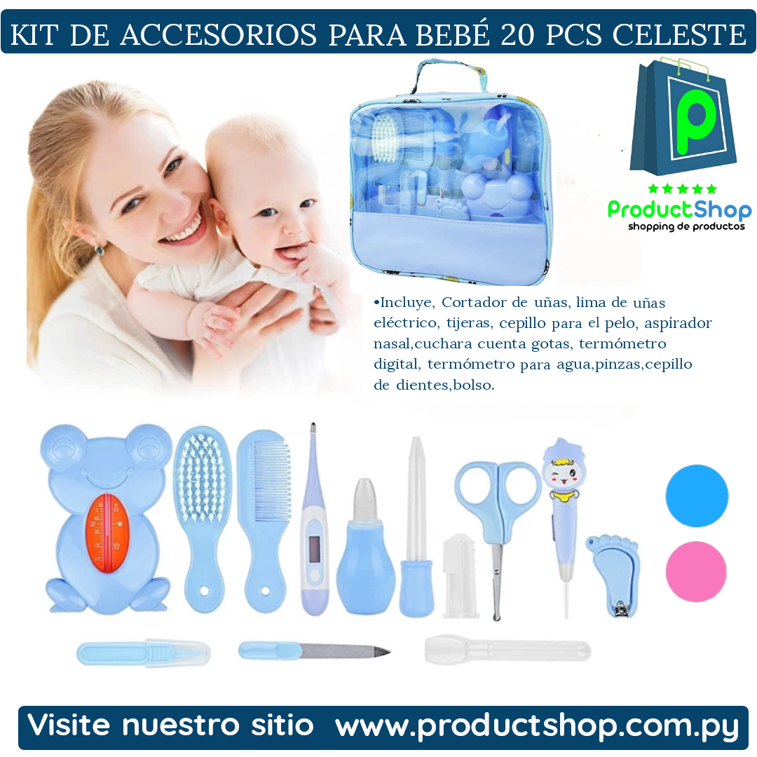 Kit de accesorios para Bebé 20pcs Celeste - ProductShop