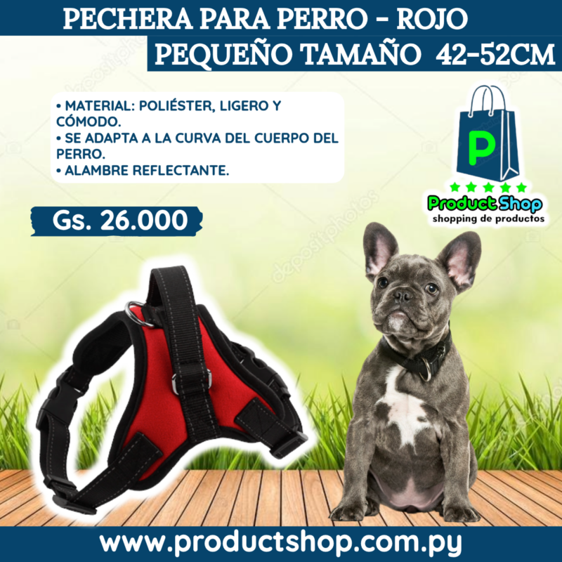 Pechera para Perro. Pequeño 42-52cm - Rojo