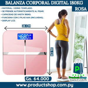 Balanza corporal digital 180kg Rosa