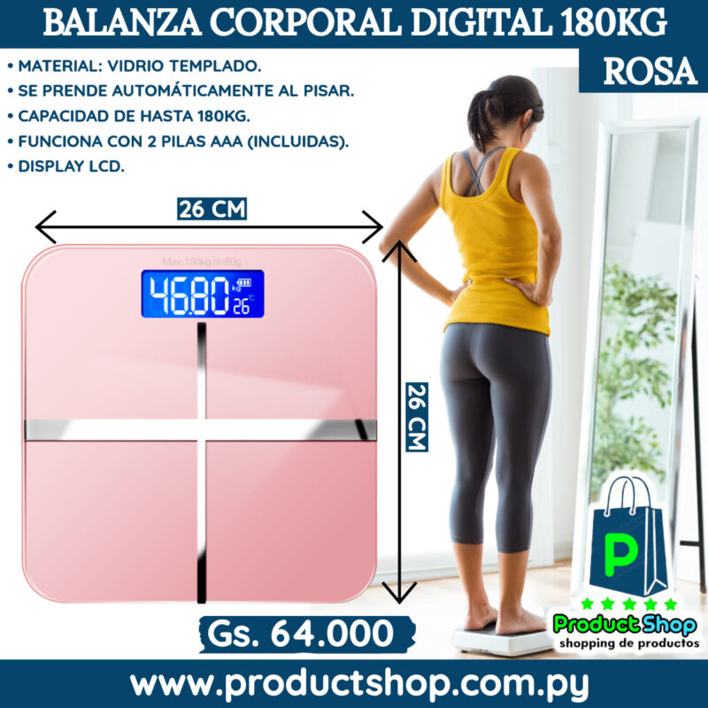 Balanza corporal digital 180kg Rosa