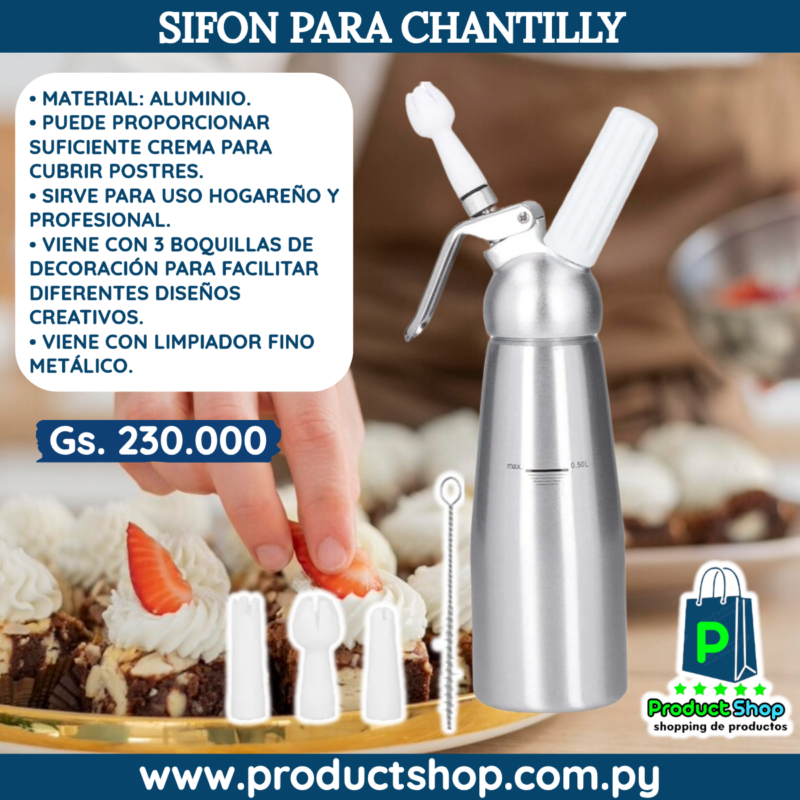 Sifón para Chantilly capacidad 500 ml