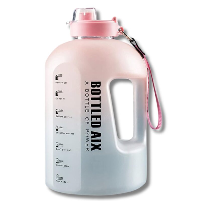 Botella Para Agua De Plástico Redonda- Degradado Celeste a Rosa 2200ml