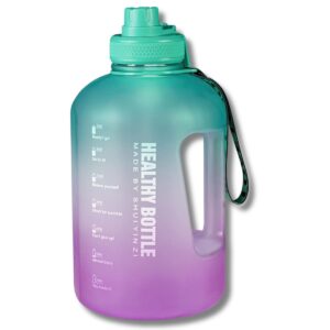 Botella Para Agua De Plastico Redonda - Degradado Verde a Lila  2200ml