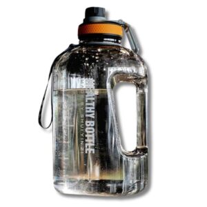 Botella Para Agua De Plastico Redonda - Negro Transparente 2200ml