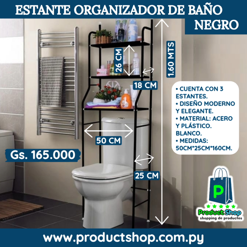 Estante Organizador de Baño - Negro