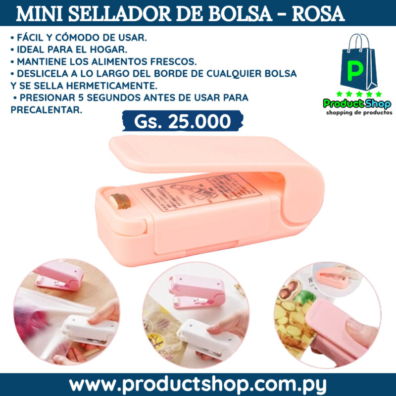 Mini Sellador de Bolsa - Rosa