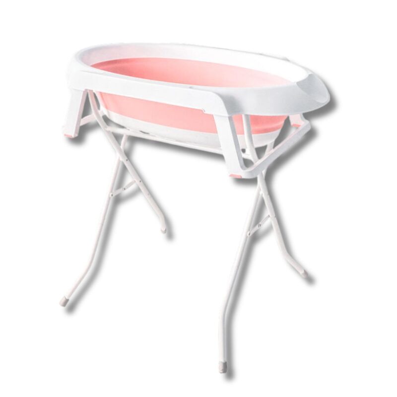 Bañera Alta p/ Bebé, con Soporte Plegable - Rosa