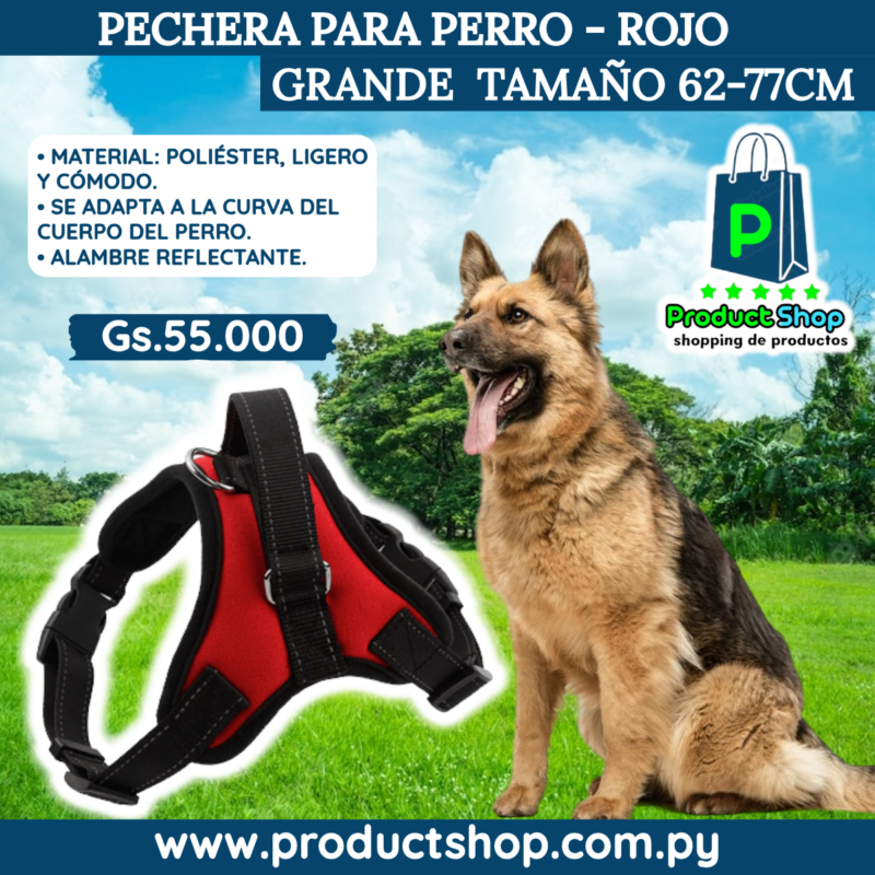 Pechera para Perro. Grande 62-77cm - Rojo