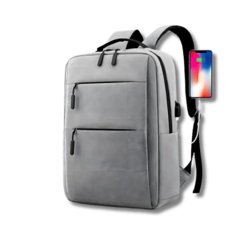 Mochila Antirrobo para notebook hasta 15 pulgadas con puerto USB- Gris