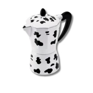 Cafetera Italiana de Aluminio 300ml - Blanco y Negro (6 tazas)
