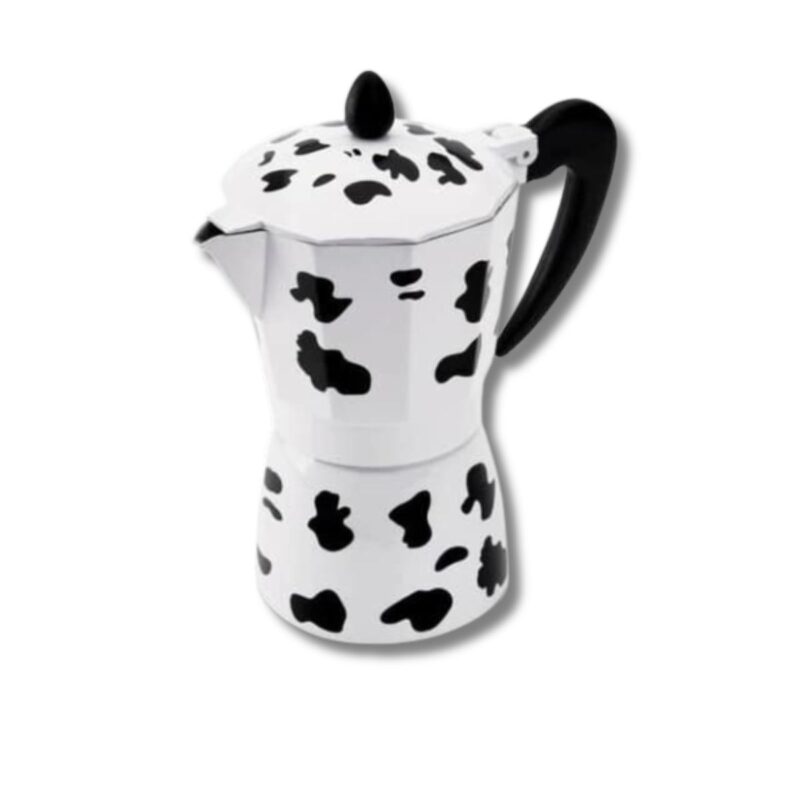Cafetera Italiana de Aluminio 300ml - Blanco y Negro (6 tazas)