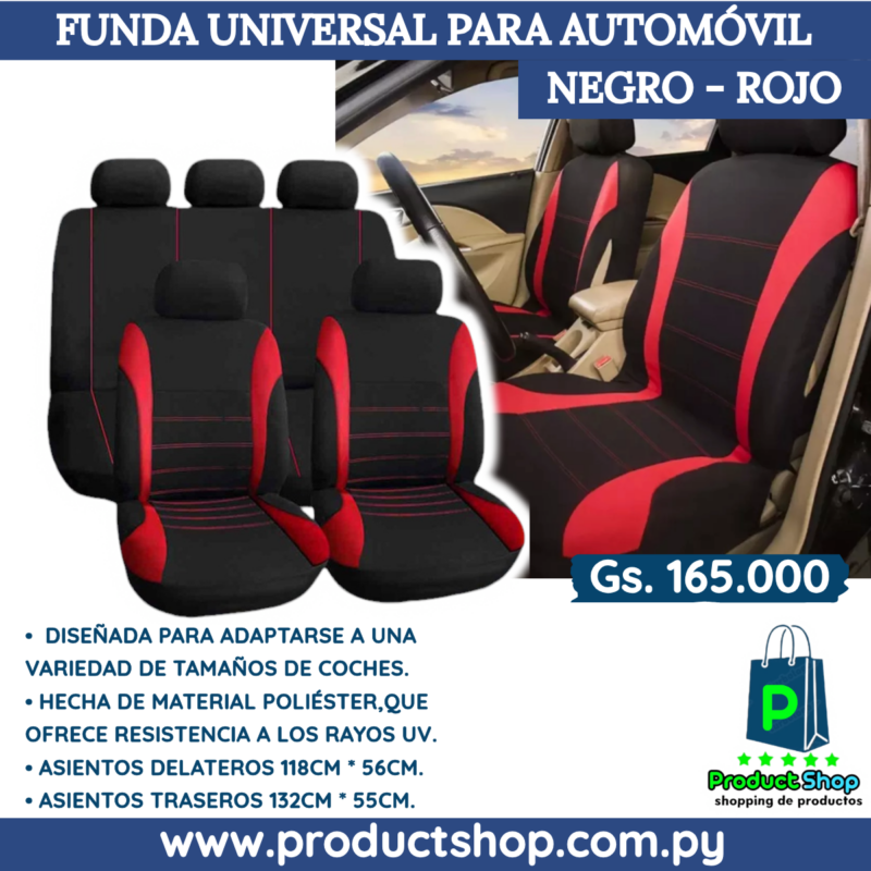 Funda Universal Para Automóvil - Negro c/ Rojo