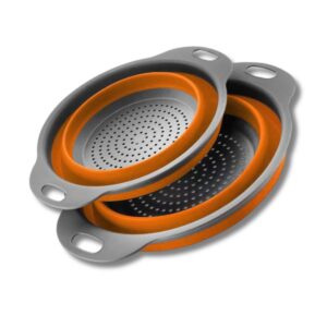Coladores Plegables de Silicona, Juego de 2 piezas. Naranja