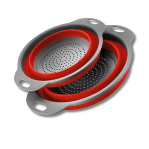 Coladores Plegables de Silicona, Juego de 2 piezas. Rojo