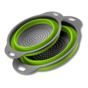 Coladores Plegables de Silicona, Juego de 2 piezas. Verde