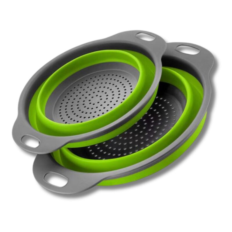 Coladores Plegables de Silicona, Juego de 2 piezas. Verde