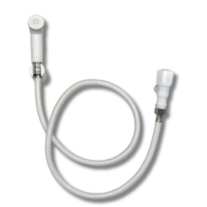 Ducha Higiénica, Blanca, Gatillo de Plástico ABS, Manguera de PVC de 1,20 M, llave de paso.
