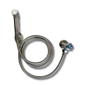 Ducha Higiénica, Cromada, Gatillo de Plástico ABS, Manguera de Acero Inoxidable de 1,50 M, llave de paso.