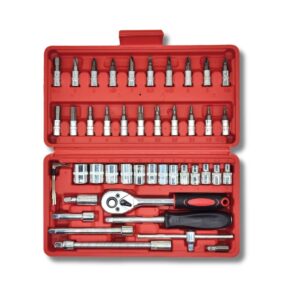 Kit de Herramientas de Dado y Puntas, Acero Carbono 46 pcs