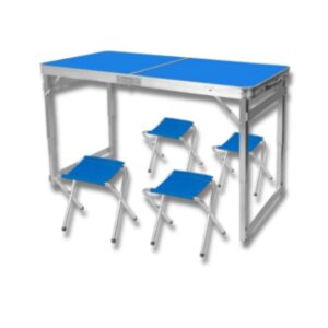 Juego de Mesa Plegable con 4 Butacas. Azul