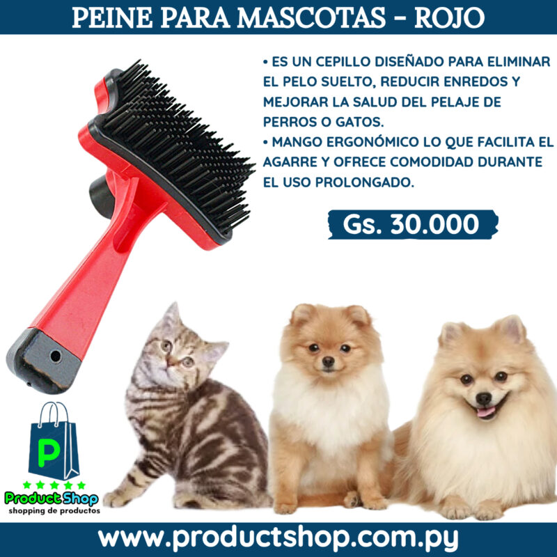 PEINE PARA MASCOTAS - ROJO