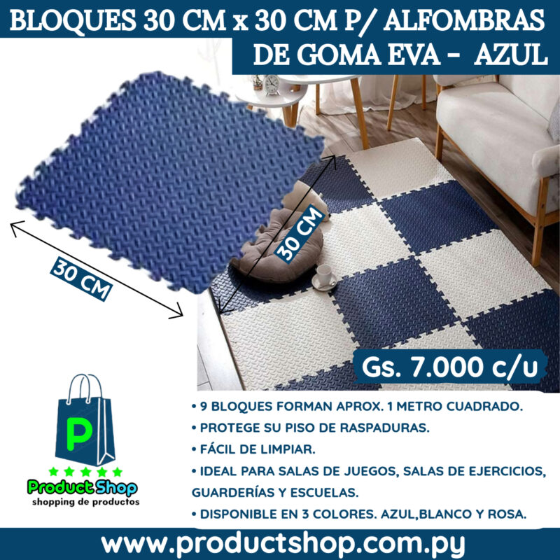 Bloques 30 cm x 30 cm  para Alfombras De Goma Eva. Azul