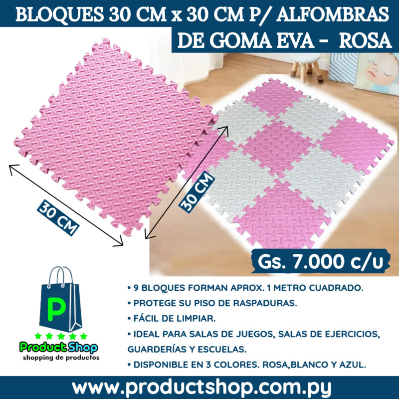 Bloques 30 cm x 30 cm  para Alfombras De Goma Eva. Rosa