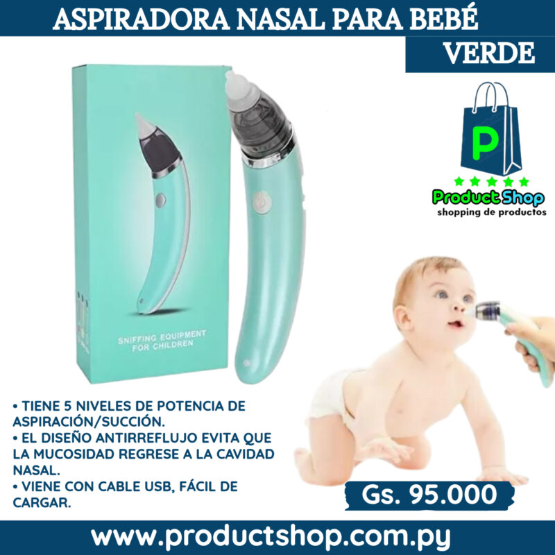 Aspiradora nasal para bebé. Verde