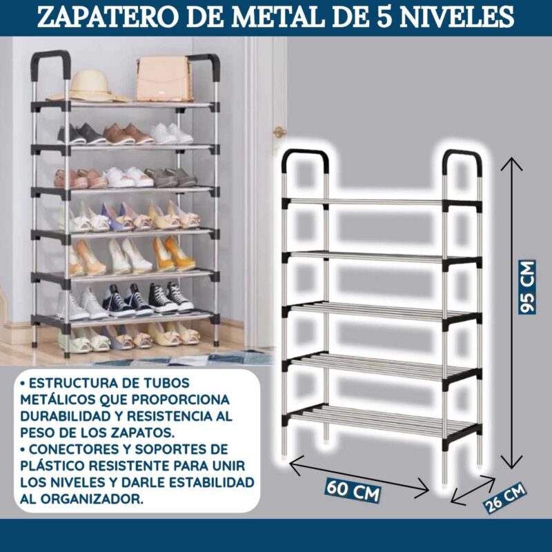 Zapatero de Metal De 5 Niveles - Imagen 2