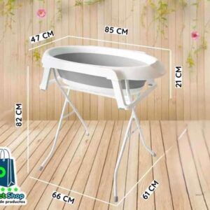 Bañera Alta p/ Bebé, con Soporte Plegable - Gris