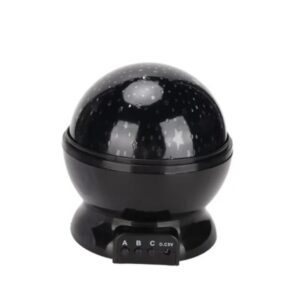 Velador con Proyector Led, Diseño de Estrellas a color. Color Negro