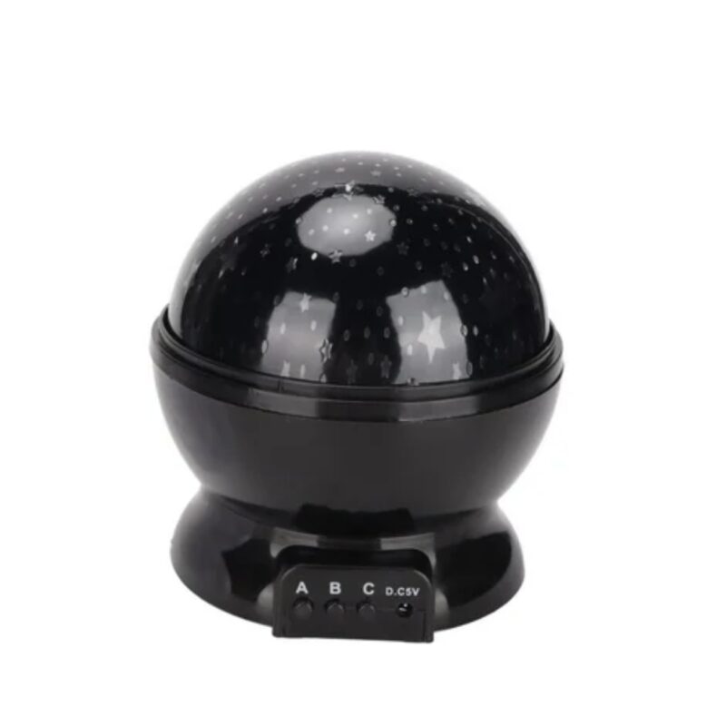 Velador con Proyector Led, Diseño de Estrellas a color. Color Negro