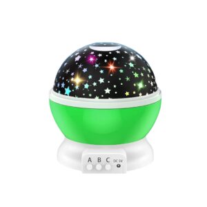 Velador con Proyector Led, Diseño de Estrellas a color. Color Verde