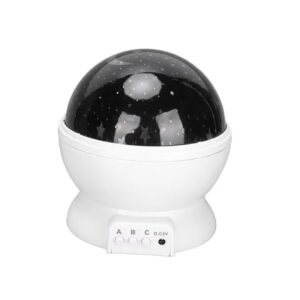 Velador con Proyector Led, Diseño de Estrellas a color. Color Blanco